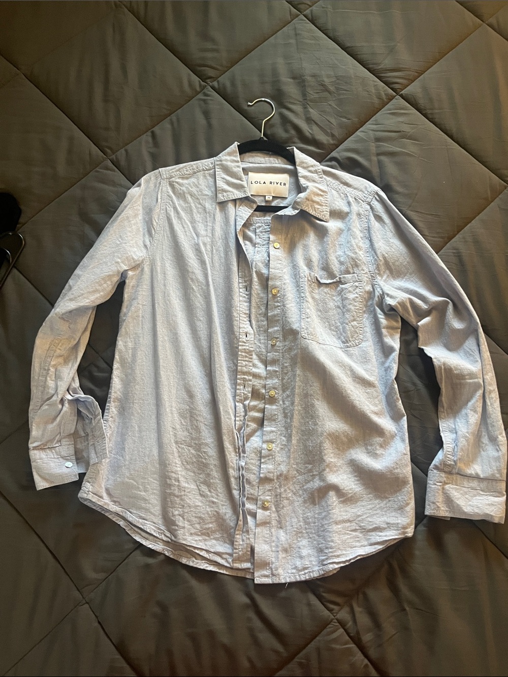 LOLA RIVER Women's Light Blue Button-Up Shirt 100% Cotton